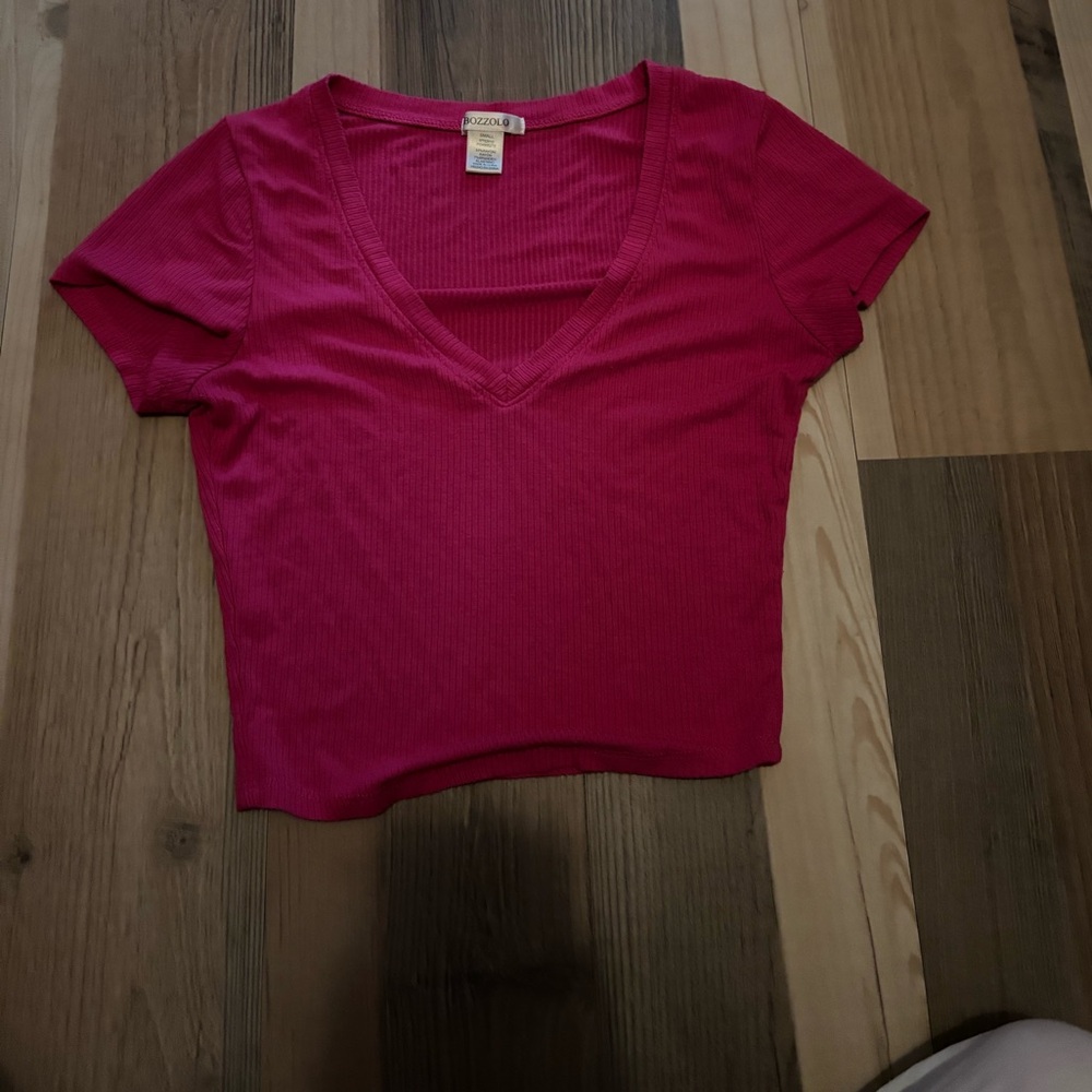 Bozzolo Pink Fitted Crop T-Shirt
